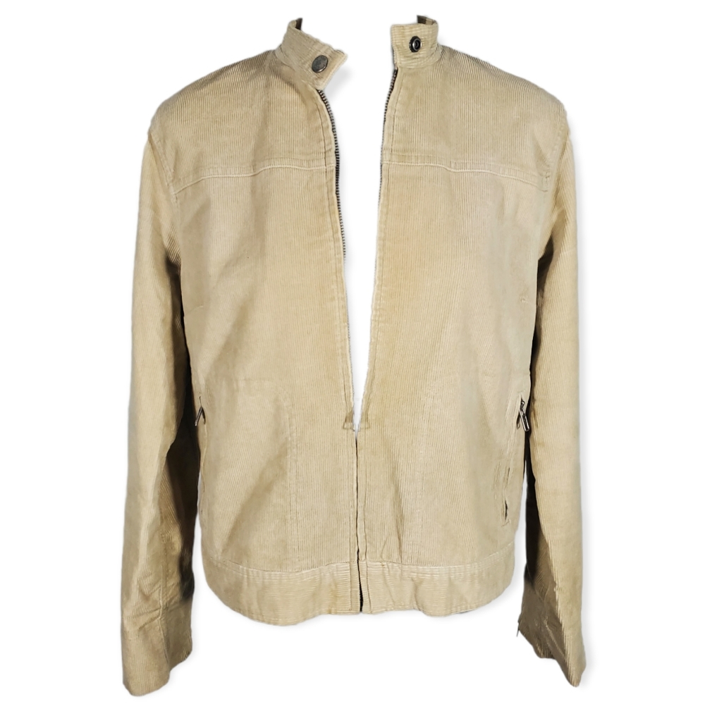 NY&COMPANY Corduroy Zip-up Bomber Jacket Tan Zippered Pockets Size M